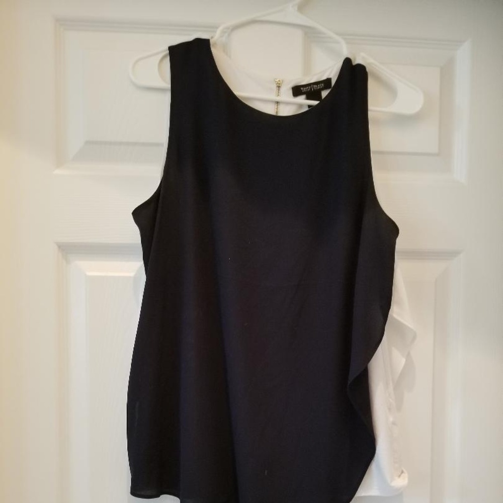 Navy and White Asymetrical Top
